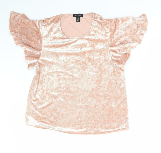 Womens UK Size 14 New Look Pink Basic Blouse