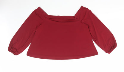 Womens UK Size 12 New Look Red Basic T-Shirt