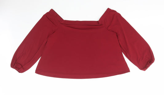 Womens UK Size 12 New Look Red Basic T-Shirt