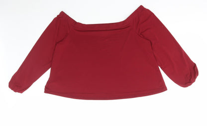 Womens UK Size 12 New Look Red Basic T-Shirt