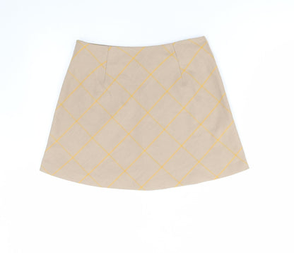 Miss Selfridge Womens Brown Geometric Polyester Mini Skirt Size 8 Zip
