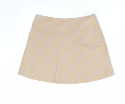 Miss Selfridge Womens Brown Geometric Polyester Mini Skirt Size 8 Zip
