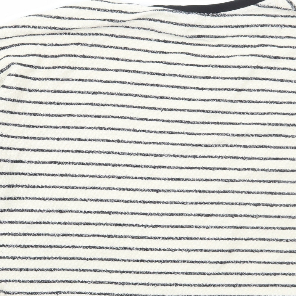 River Island Womens White Striped Cotton Pullover Sweatshirt Size S Pullover - Femme, Cut out sleeve