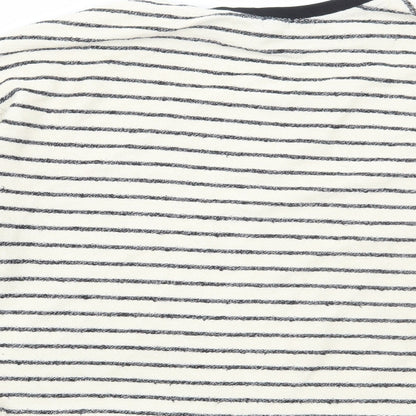 River Island Womens White Striped Cotton Pullover Sweatshirt Size S Pullover - Femme, Cut out sleeve