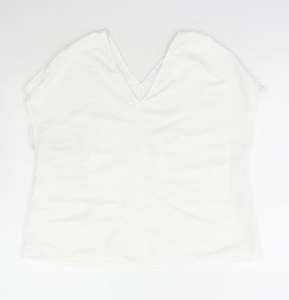 Primark Womens White Polyester Basic Blouse Size 6 V-Neck