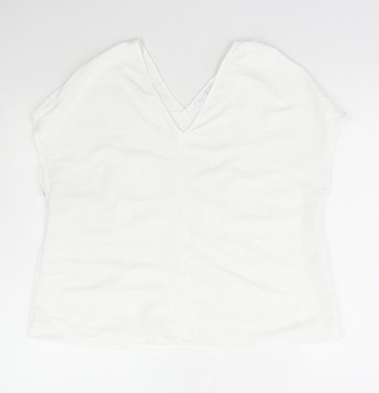 Primark Womens White Polyester Basic Blouse Size 6 V-Neck