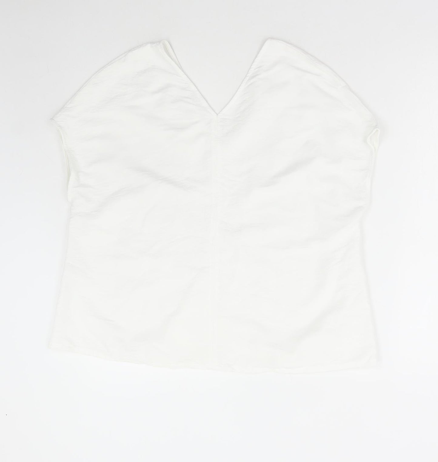 Primark Womens White Polyester Basic Blouse Size 6 V-Neck