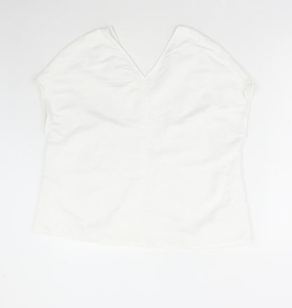 Primark Womens White Polyester Basic Blouse Size 6 V-Neck