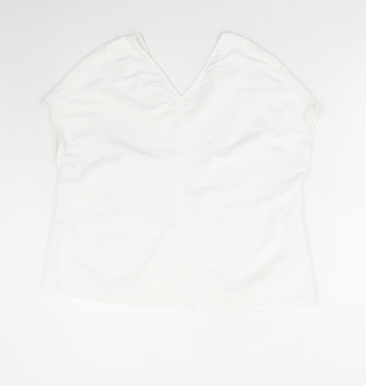 Primark Womens White Polyester Basic Blouse Size 6 V-Neck