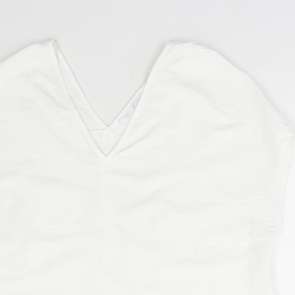 Primark Womens White Polyester Basic Blouse Size 6 V-Neck