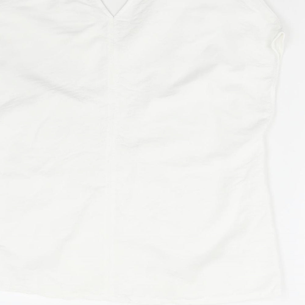 Primark Womens White Polyester Basic Blouse Size 6 V-Neck