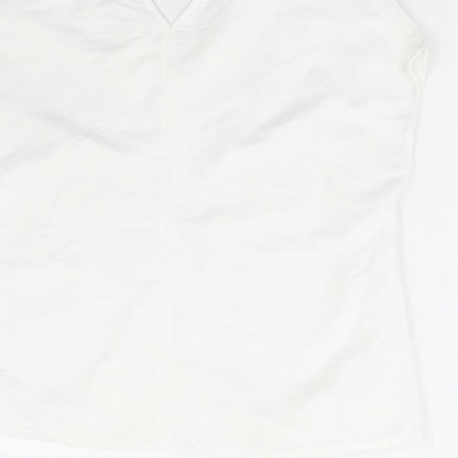 Primark Womens White Polyester Basic Blouse Size 6 V-Neck