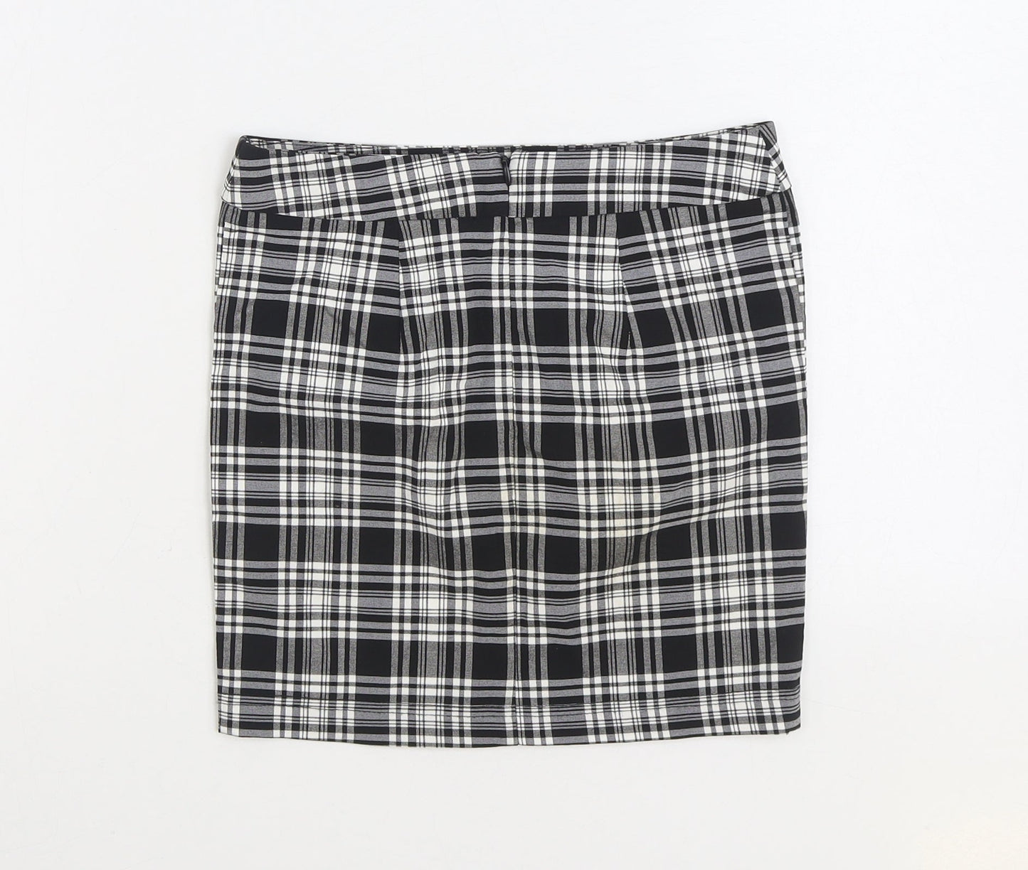 915 Generation Girls Black Plaid Polyester Mini Skirt Size 9 Years Regular Zip