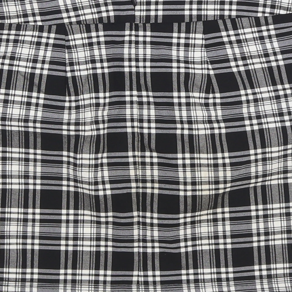 915 Generation Girls Black Plaid Polyester Mini Skirt Size 9 Years Regular Zip