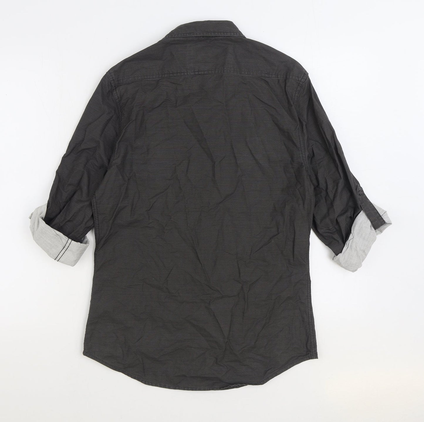 Mens UK Size S River Island Grey  Button-Up 3/4 Sleeve Casual Shirt