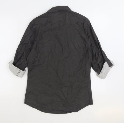Mens UK Size S River Island Grey  Button-Up 3/4 Sleeve Casual Shirt