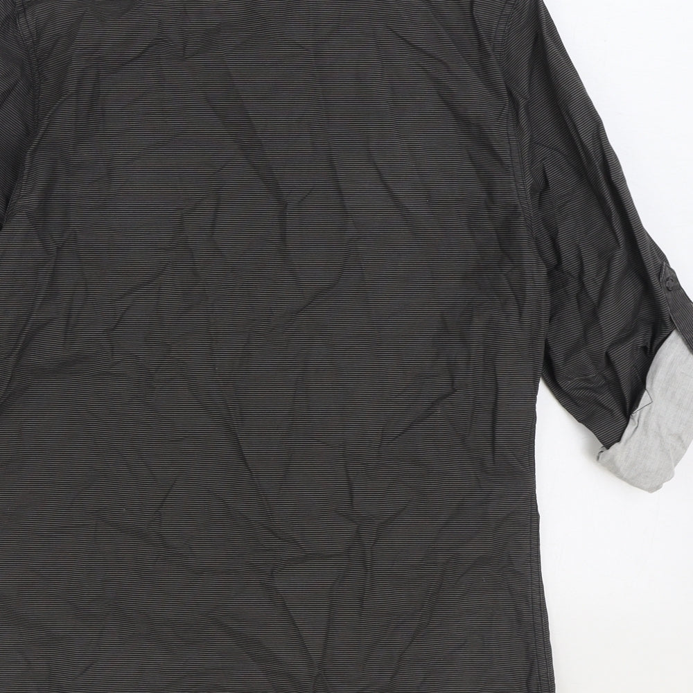 Mens UK Size S River Island Grey  Button-Up 3/4 Sleeve Casual Shirt