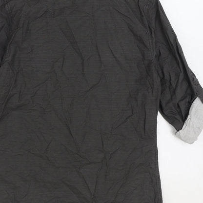 Mens UK Size S River Island Grey  Button-Up 3/4 Sleeve Casual Shirt