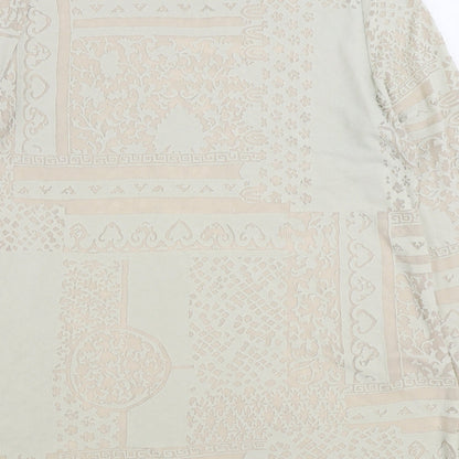 Wallis Womens Beige Viscose A-Line Size 16 Round Neck Button