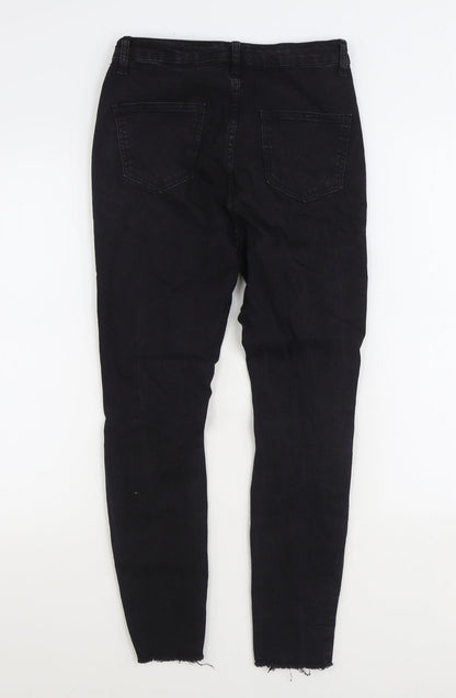 Boohoo Womens Black Cotton Skinny Jeans Size 10 L27 in Regular Zip
