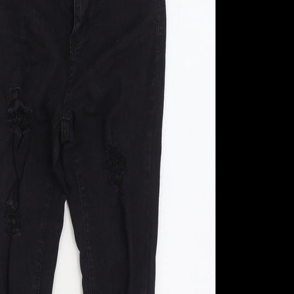 Boohoo Womens Black Cotton Skinny Jeans Size 10 L27 in Regular Zip