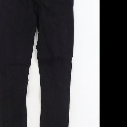 Boohoo Womens Black Cotton Skinny Jeans Size 10 L27 in Regular Zip