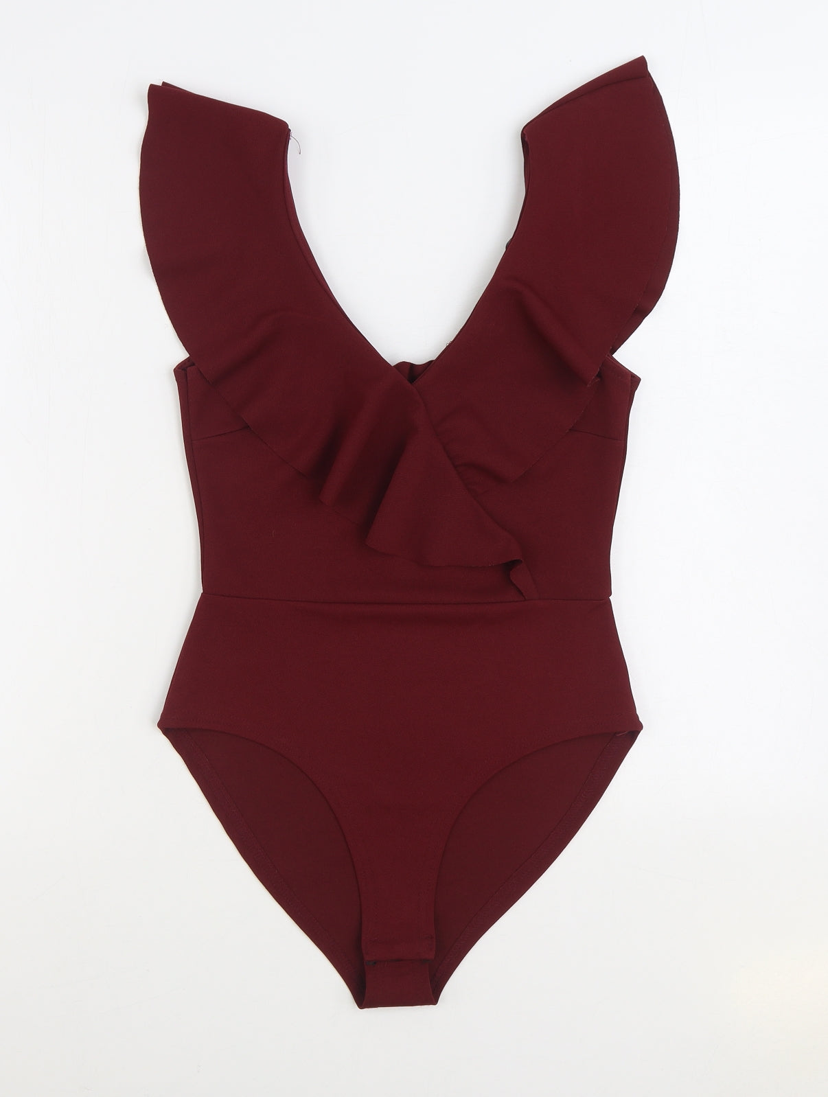 New Look Womens Red Polyester Bodysuit One-Piece Size 10 Snap