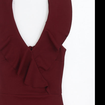 New Look Womens Red Polyester Bodysuit One-Piece Size 10 Snap