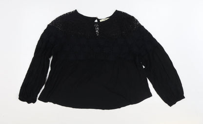 Womens UK Size L Oasis Black Basic Blouse