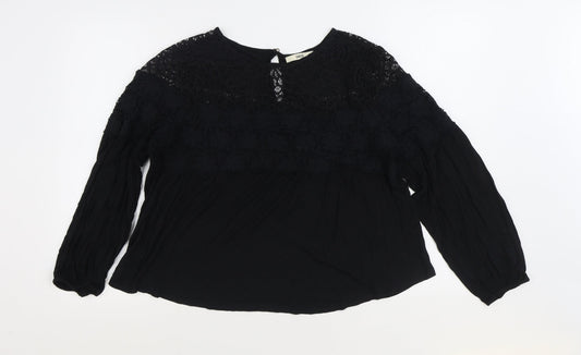 Womens UK Size L Oasis Black Basic Blouse