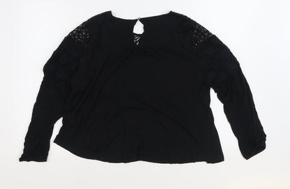 Womens UK Size L Oasis Black Basic Blouse
