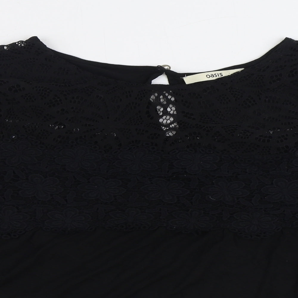Womens UK Size L Oasis Black Basic Blouse