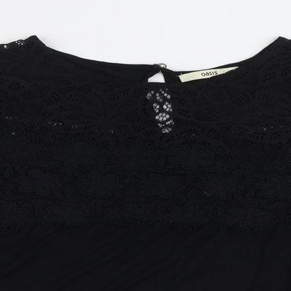 Womens UK Size L Oasis Black Basic Blouse