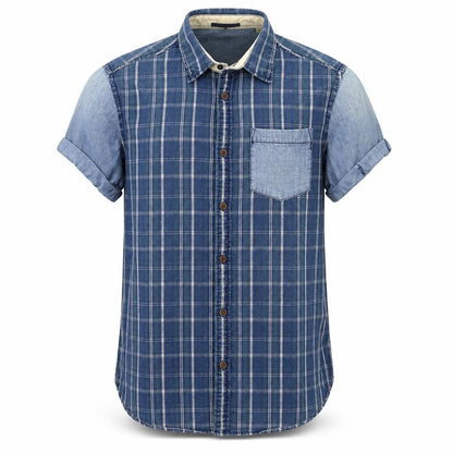 Mens UK Size M River Island Blue  Button-Up Short Sleeve Casual Shirt