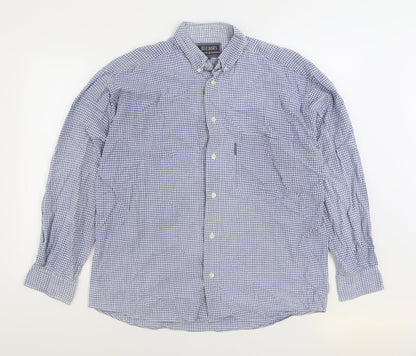 Mens UK Size XL Blue Basics Blue  Button-Up Long Sleeve Casual Shirt