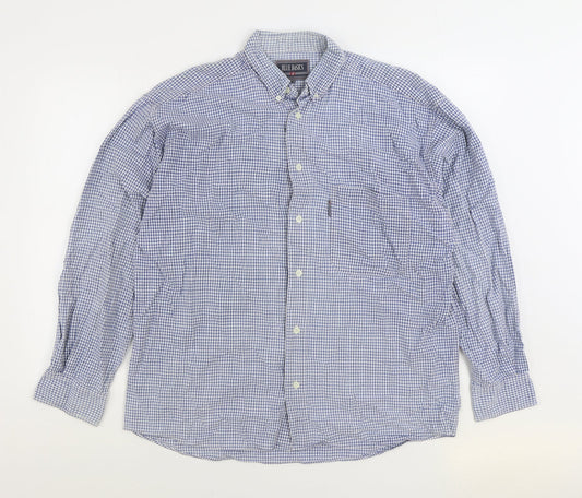 Mens UK Size XL Blue Basics Blue  Button-Up Long Sleeve Casual Shirt