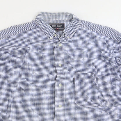 Mens UK Size XL Blue Basics Blue  Button-Up Long Sleeve Casual Shirt