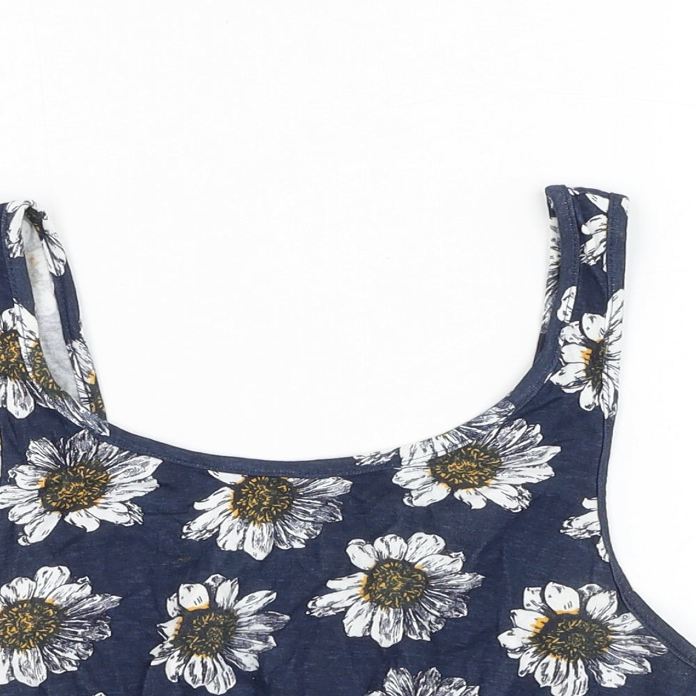 Womens UK Size S Brave Soul Blue Cropped Tank