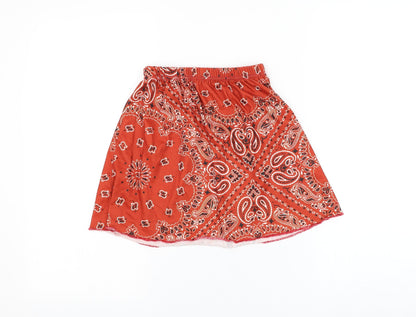 Rokoko Womens Orange Paisley Polyester Mini Skirt Size XS