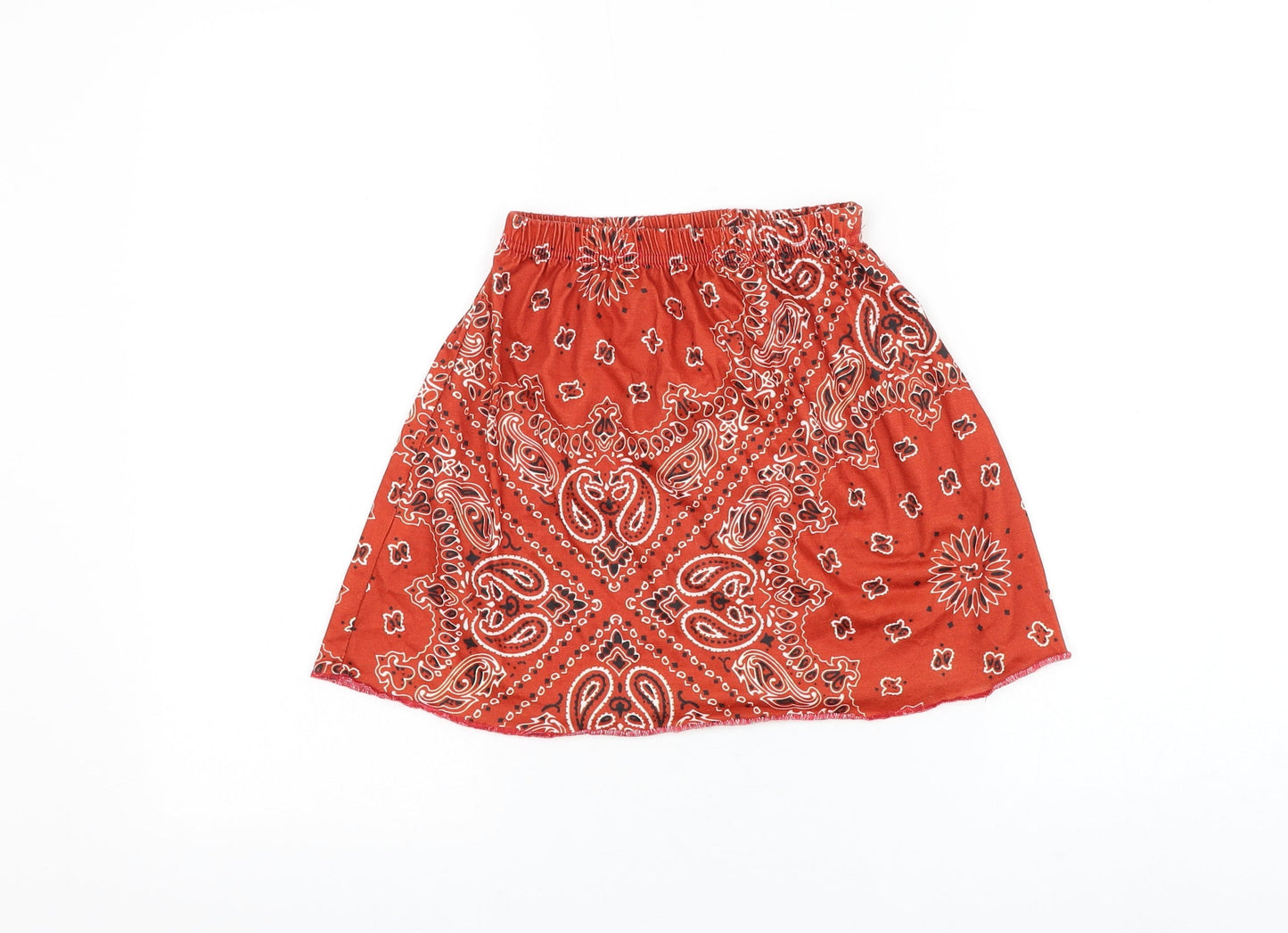 Rokoko Womens Orange Paisley Polyester Mini Skirt Size XS