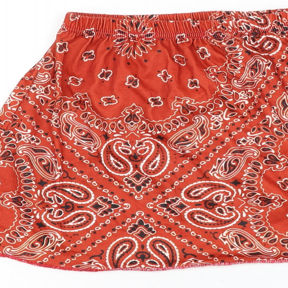 Rokoko Womens Orange Paisley Polyester Mini Skirt Size XS