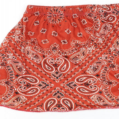 Rokoko Womens Orange Paisley Polyester Mini Skirt Size XS