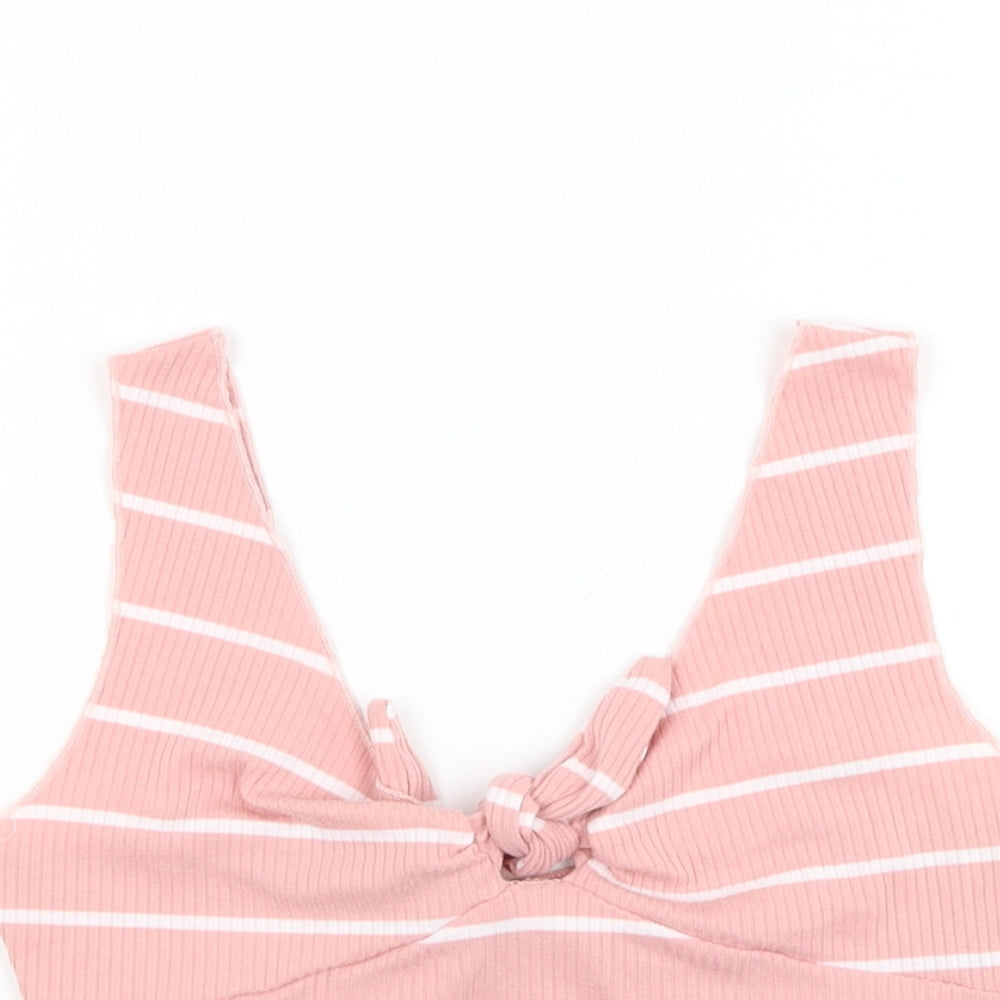 Womens UK Size XS ROMWE Pink Cropped Tank