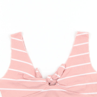 Womens UK Size XS ROMWE Pink Cropped Tank