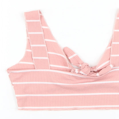 Womens UK Size XS ROMWE Pink Cropped Tank