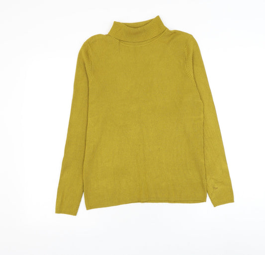 Preworn Womens Yellow Roll Neck Polyester Pullover Jumper Size M
