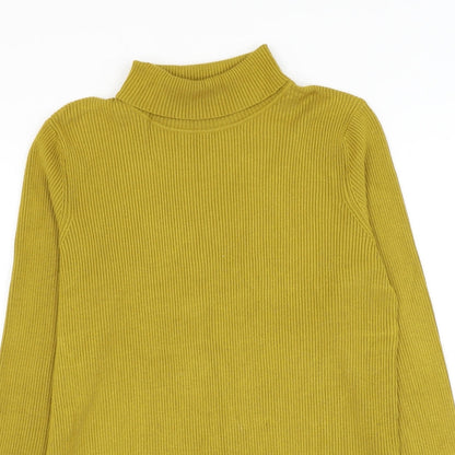 Preworn Womens Yellow Roll Neck Polyester Pullover Jumper Size M