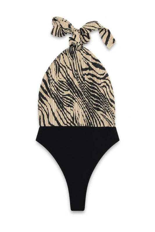 Womens UK Size 6 Boohoo One-Piece Beige Bodysuit