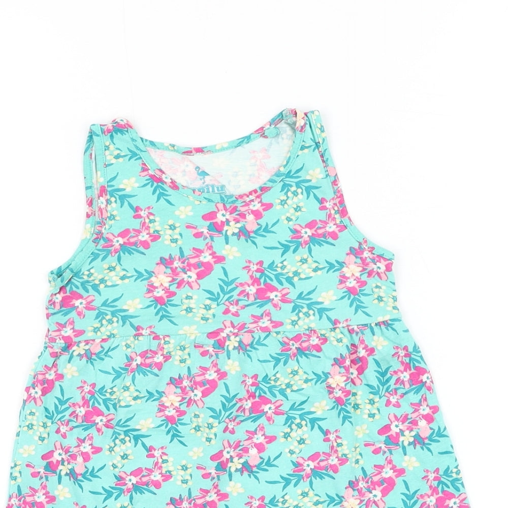 Lupilu Girls Multicoloured Floral Cotton Shift Size 12-18 Months Round Neck Pullover