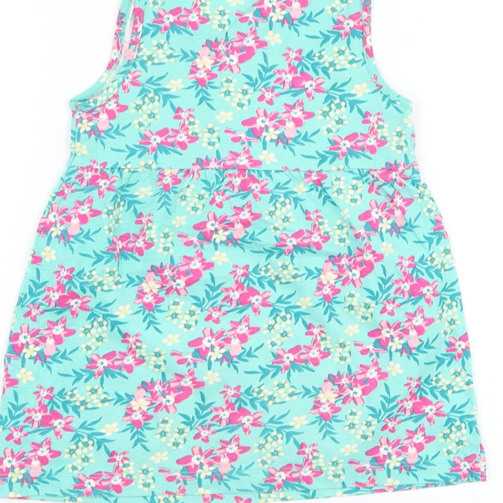 Lupilu Girls Multicoloured Floral Cotton Shift Size 12-18 Months Round Neck Pullover